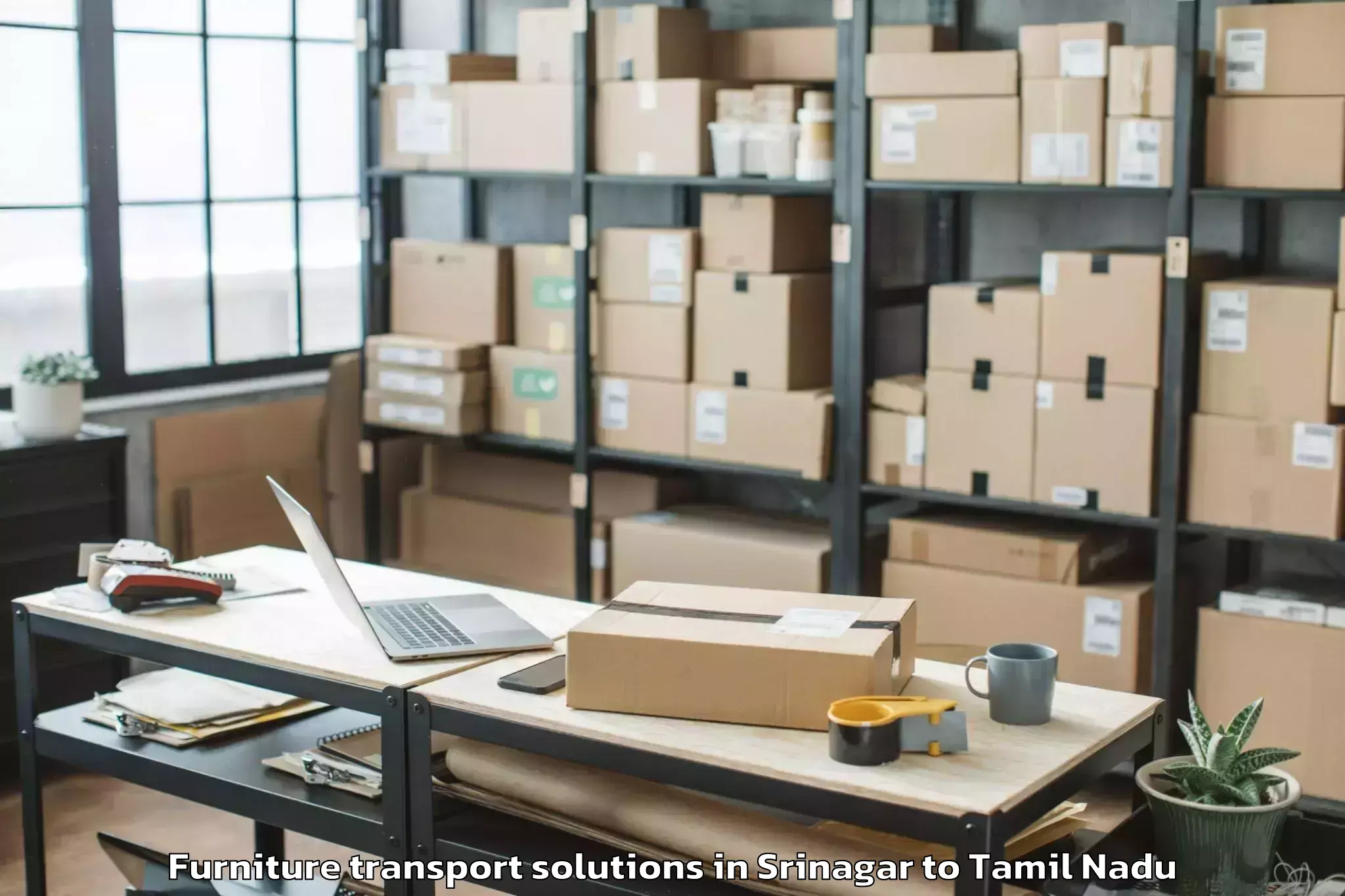 Trusted Srinagar to Manalurpettai Furniture Transport Solutions